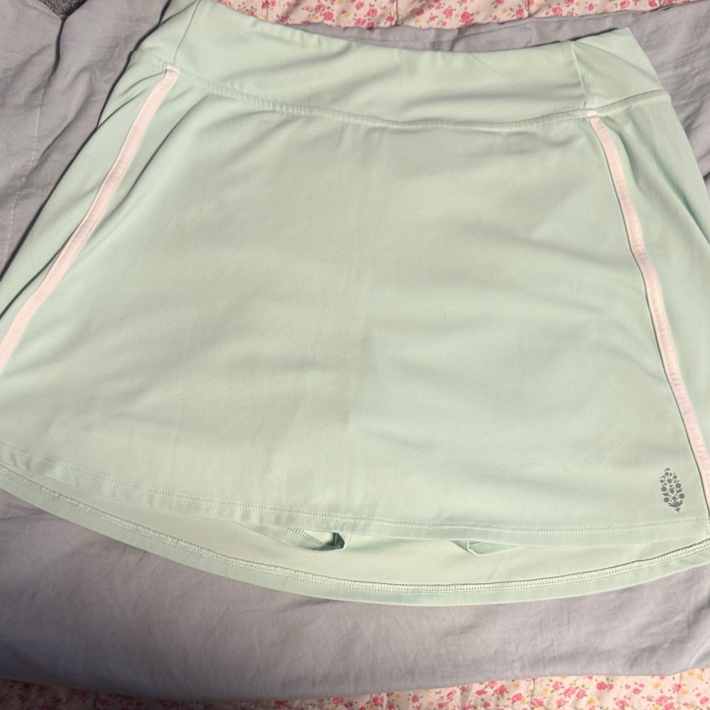 FP Movement by Free People Mint Green Athletic Mini Skort with White Trim